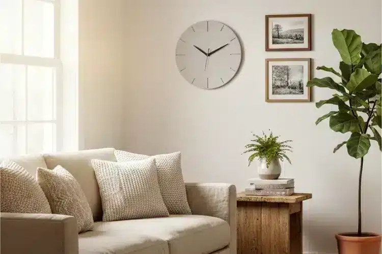 שעון קיר בטון כגול בסגנון נורדי מינימליסטי - BETON Chic