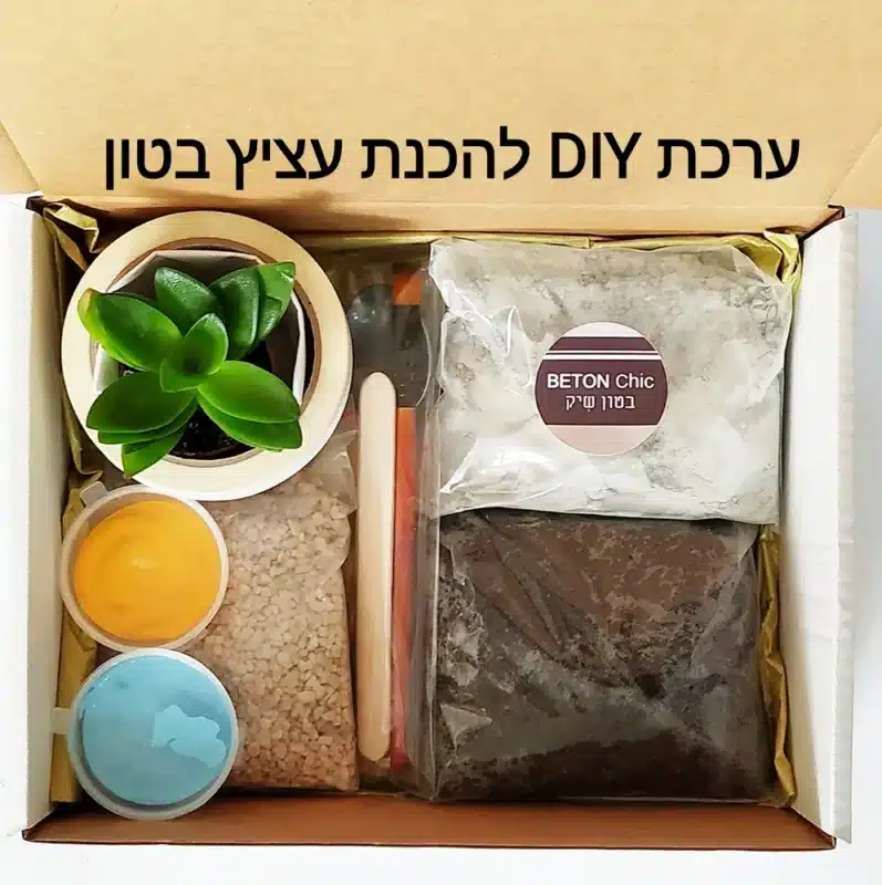 ערכת DIY להכנת עציץ בטון למבוגרים וילדים -בטון שיק BETON CHIC